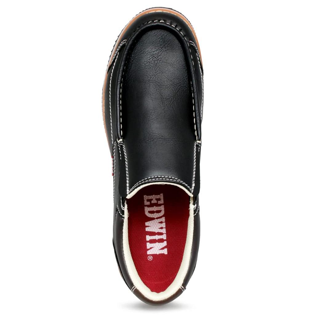 Кожаные туфли, кроссовки, повседневная обувь, 3E, мокасины без шнурков, легкая искусственная кожа, высококачественный материал, мягкая, стильная обувь, черный, коричневый, edm9808, черный