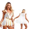 Womens Ancient Greek Queen Bodysuit Toga Costumes Rome Empress Bodysuit+Cuffs Outfits Halloween Sexy Roman PrincessDress-Up