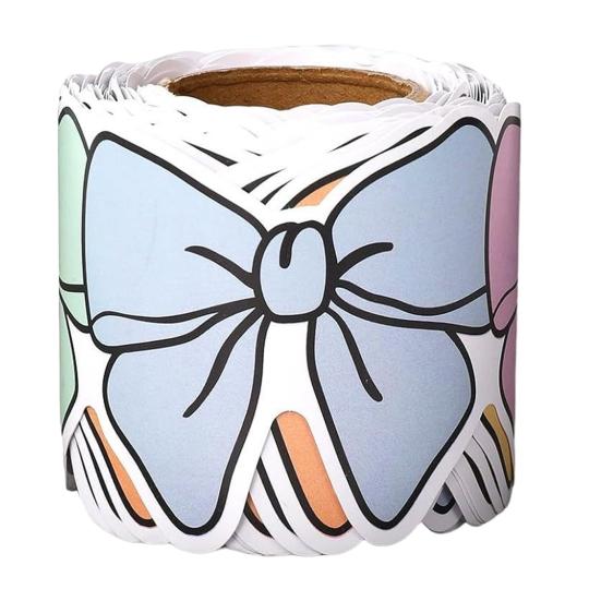 Pastel Bow Bulletin Board Borders Self-Adhesive Classroom Decor Colorful Cut-Out Trims for Whiteboard Blackboard Office School Decorations