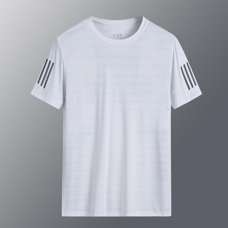 Летняя футболка с коротким рукавом из ледяного шелка, мужская сетчатая тонкая футболка высокого качества, повседневная футболка-джокер, быстросохнущая спортивная мужская.