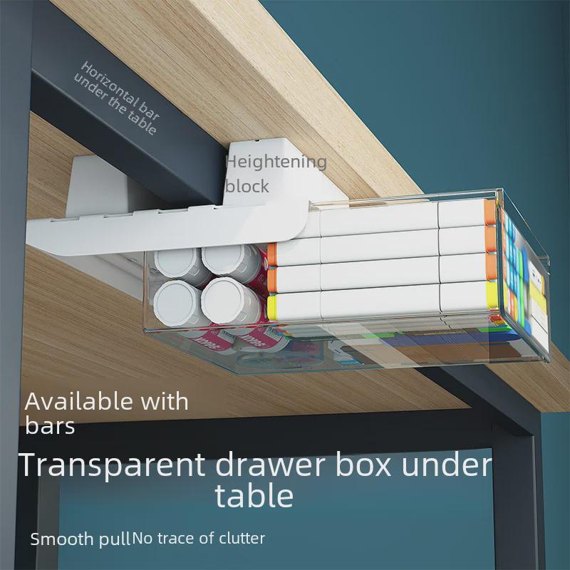 Under-Desk Hidden Drawer Storage Box for Office Workstation