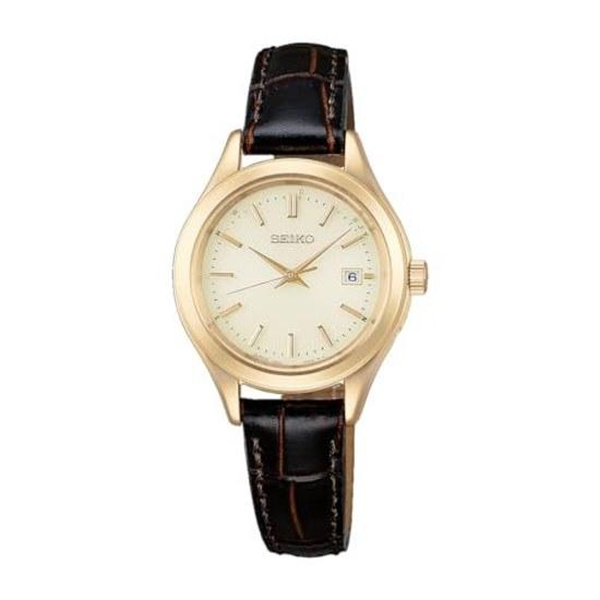 SEIKO SELECTION HFE004J Женские часы Серия S Сделано в Японии Солнечные Радиоволновые Полностью Автоматический Календарь (Свидание) Кожаный ремень Желтое золото Циферблат Свет 2026