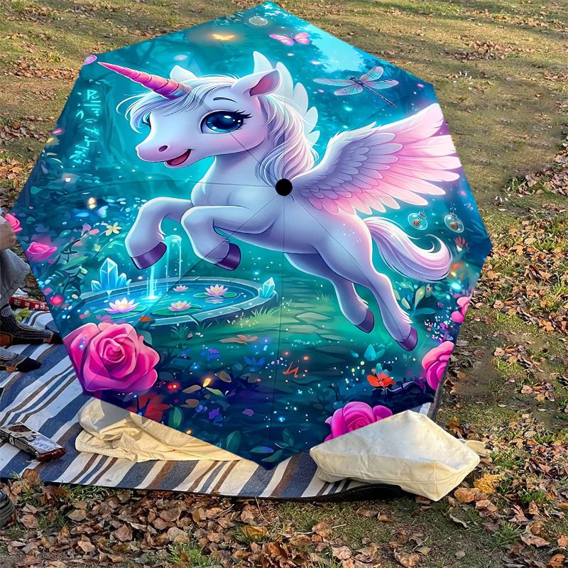 1PC Unicorn Umbrella-8-Rib Reinforced, Automatic Open, Lightweight & Durable, Fashion Accessory for Outdoor, J0399