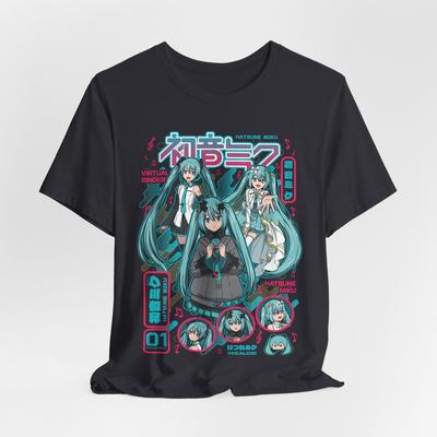 Аниме футболка с графикой Хатсунэ, футболка Vocaloid, унисекс аниме футболка, графическая футболка,