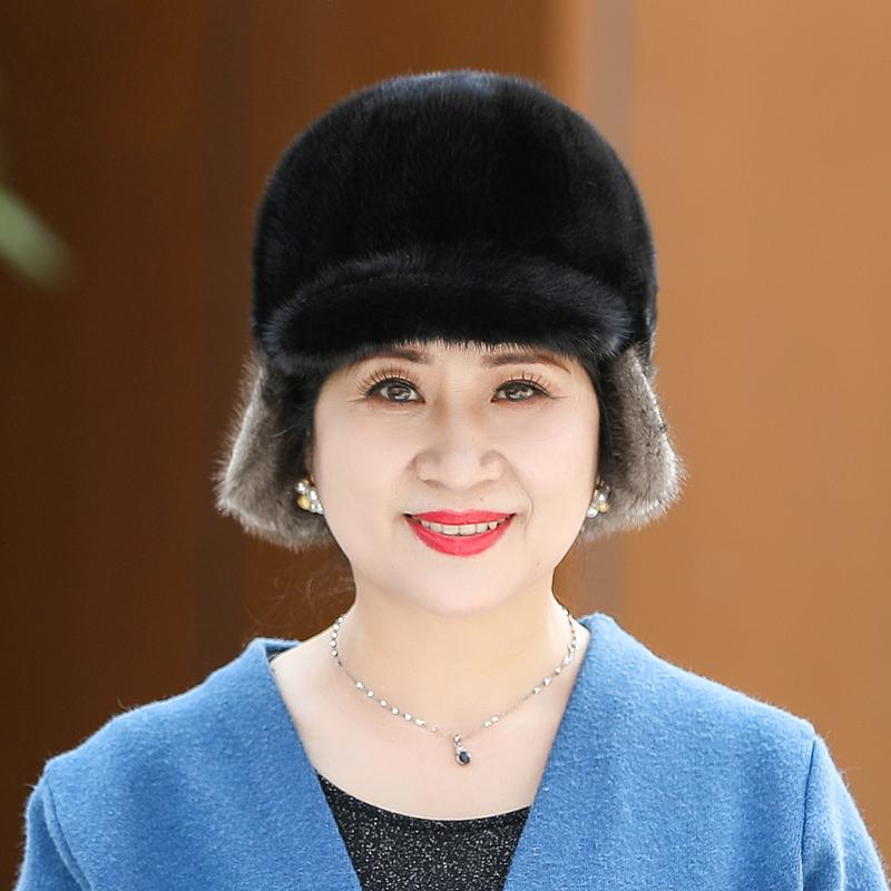 Шапка женская зимняя пожилая норковая шапка теплая старушка мама зимняя норковая шапка