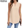 Women's Fashion Casual Summer Spring Solid Color Print Sleeveless V-Neck Blouses & Shirts