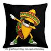2D Flat Print 1pc Cartoon Mexican Taco Pattern Double-Sided Printed Pillowcase - Multiple Sizes Available - Square Zippered Pillow Cover - Cushion Cov