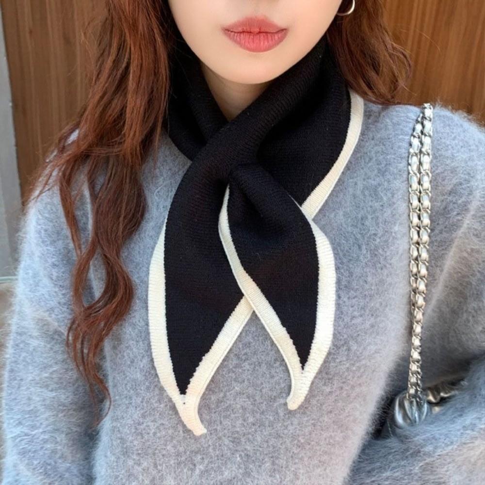Solid Color Cross Scarves Triangle Cross Neckerchief Fashion False Collar Autumn Winter