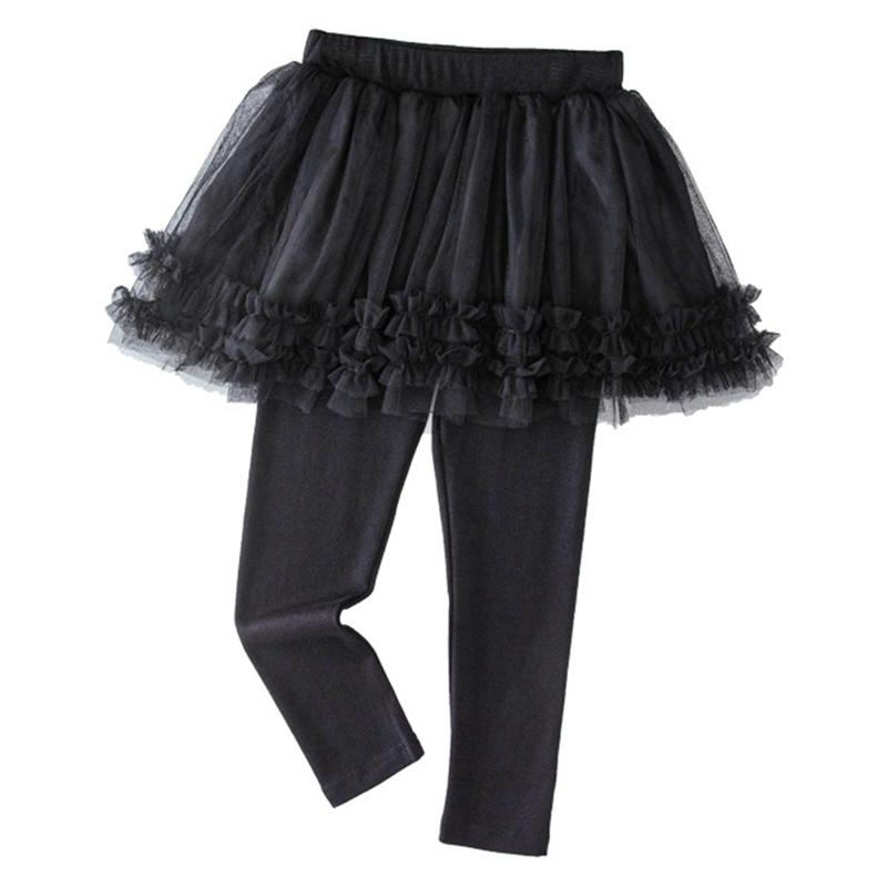 Children's Pantskirt Girls Culottes Fake Two-piece Mesh Skirt and Pants Sweet Fluffy Skirt Pants
