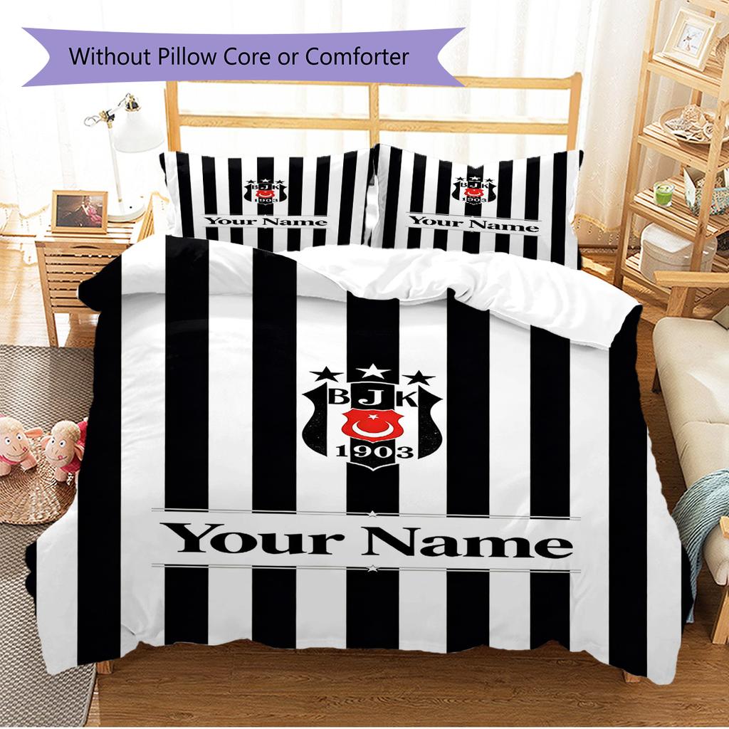 Name Custom Besiktas Pattern Bedding Set Quilt Cover Pillowcase Home Decor Gift (1 * duvet cover + 2 * pillowcase, without core)