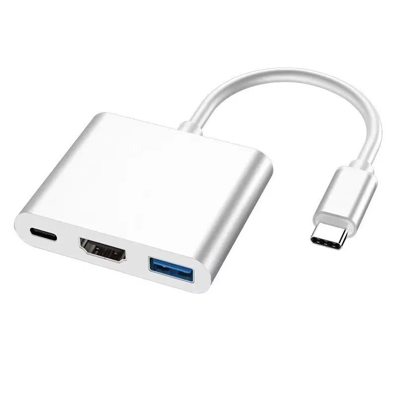 Кабель-конвертер 4K 1080P Type C в HDMI-совместимый/ USB 3.0/ Type C 3 в 1 Thunderbolt 3 Переходник-кабель для переключения на HDMI-совместимый