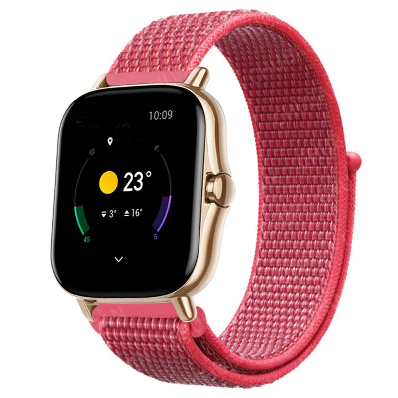 20mm/22mm Nylon Loop Watch Band For Amazfit GTS/4/2/2e/3/GTS2 Mini/GTR 4/3 pro/GTR2/2e/stratos 2/3 Bracelet Amazfit Bip-u Strap