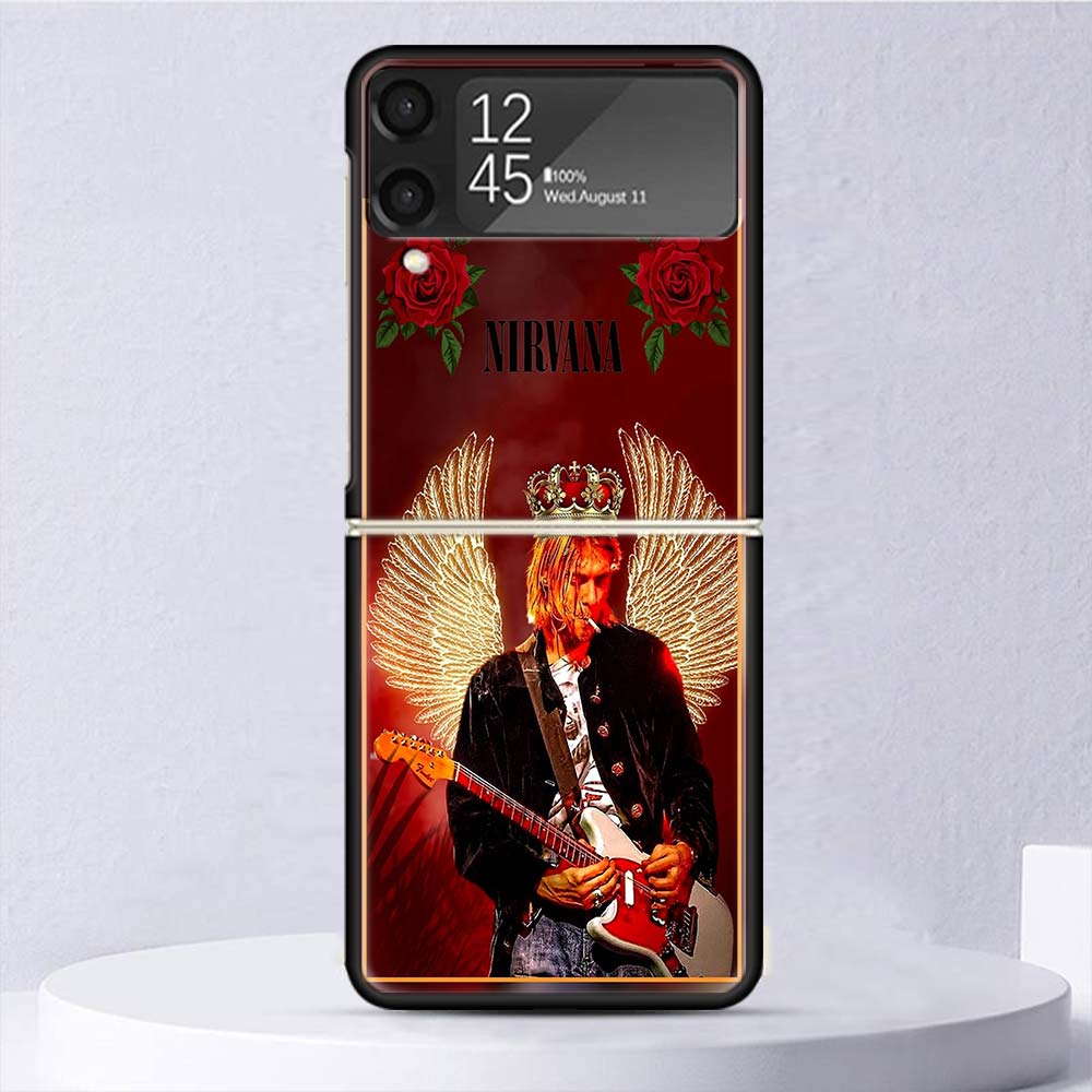 Retro Singer Kurt Cobain Shockproof Case For Samsung Galaxy Z Flip 7 6 5 4 3 5G Phone Cover Z Flip3 Flip4 Flip5 Flip6 Flip7 Shel