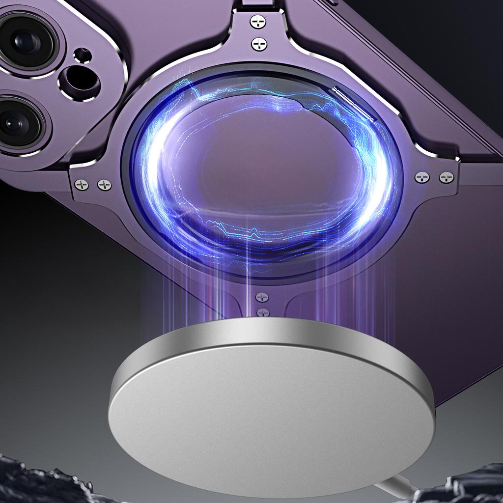 Чехол-подставка для iPhone 14 Pro Безрамочный металлический бампер Чехол для телефона Совместимый с MagSafe