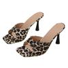 High-heeled Slippers Female Leopard Print Square Head Sexy Character Fashion Outer Sandals