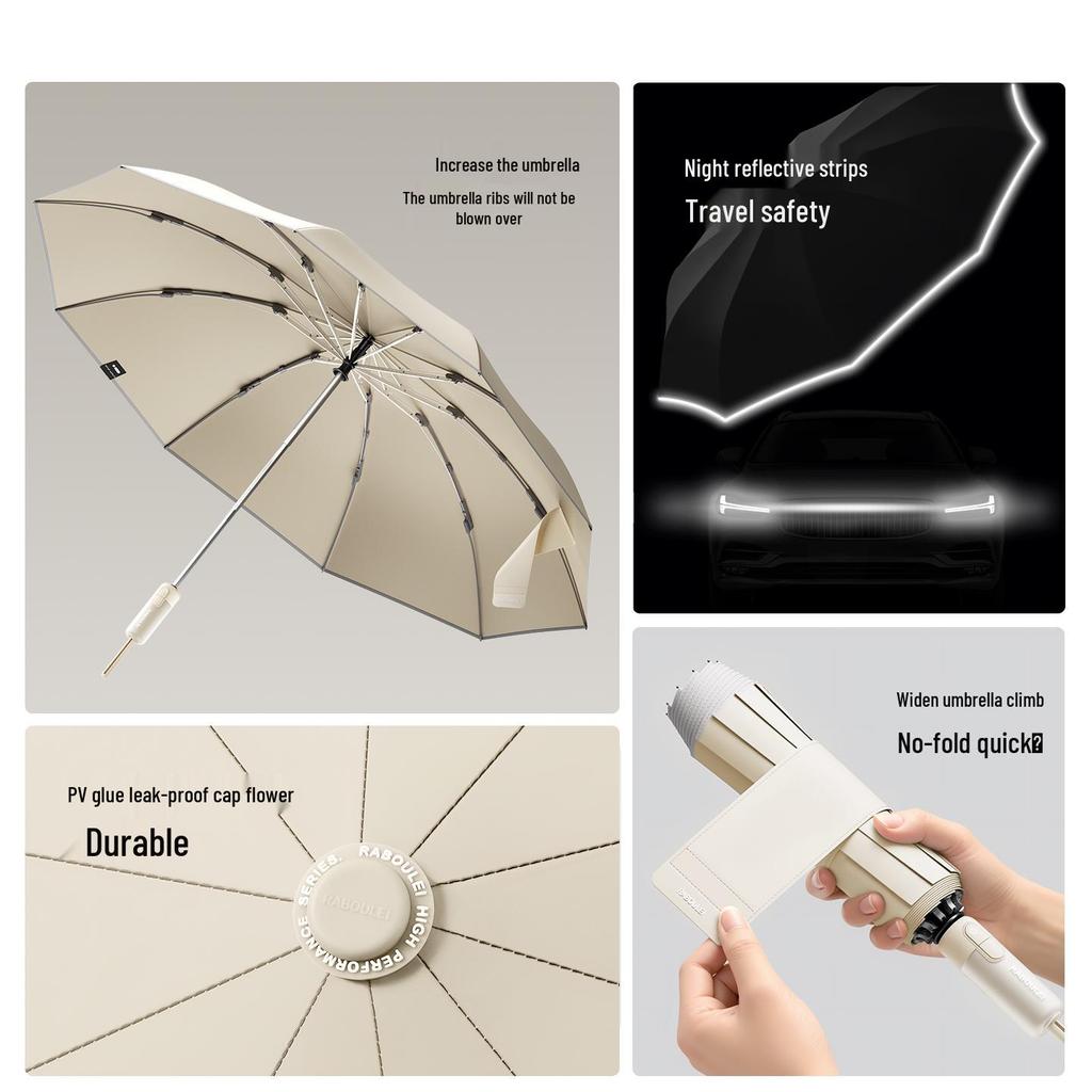Ультра Обратный Автоматический Ветрозащитный Зонт - Очень Большой, Утолщенный, Усиленный для Сильного Дождя