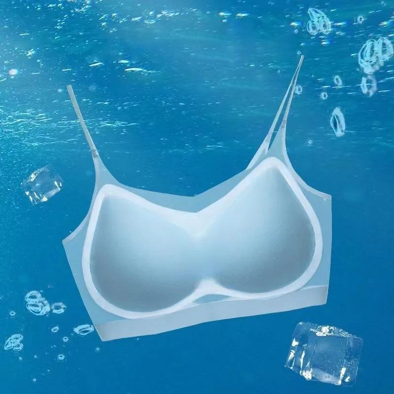 Ультратонкий бюстгальтер Push Up Bra Ice Silk Бесшовное нижнее белье Женский тонкий дышащий слинг Красивая спинка жилет для сна Бралетт Большие размеры Бюстгальтеры