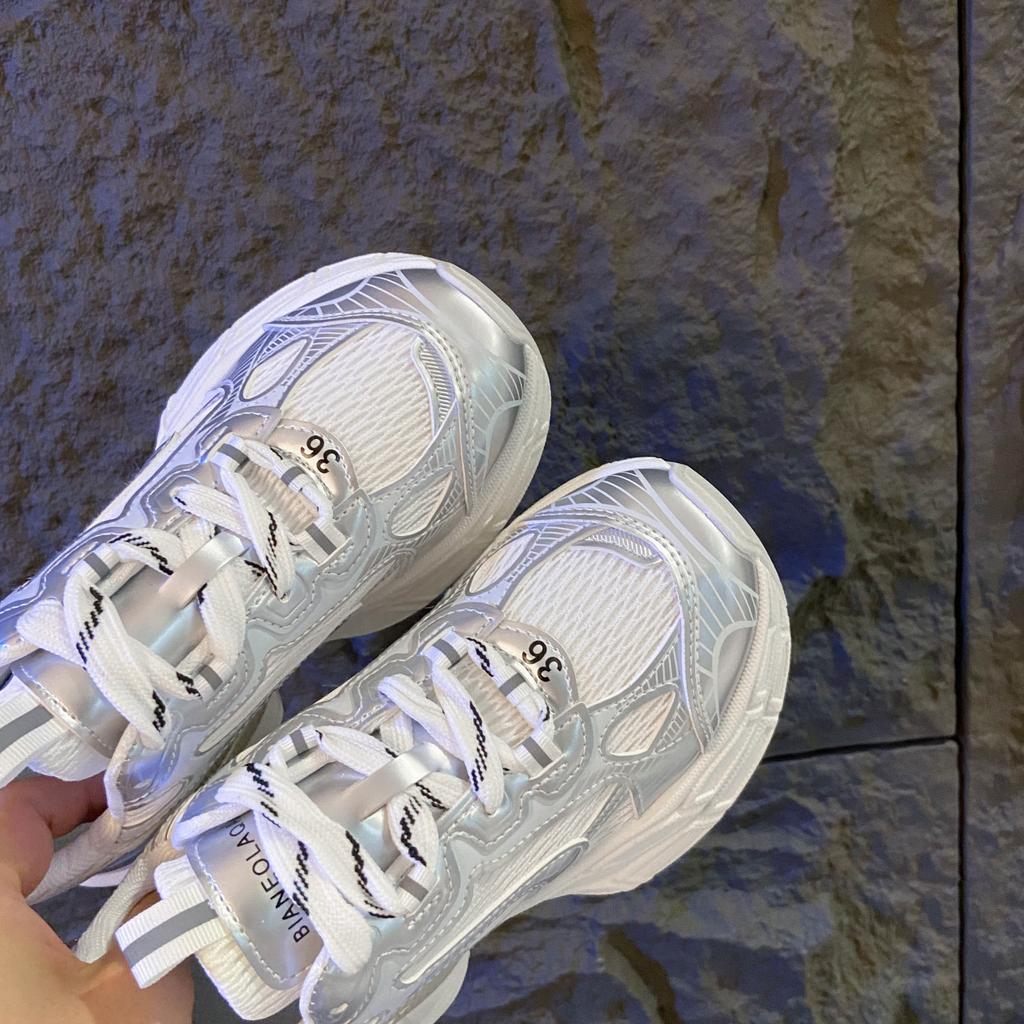 Silver Trend Increases Platform Dad Shoes Women's 2025 New Summer Popular Mesh Student Lightweight Sports Shoes