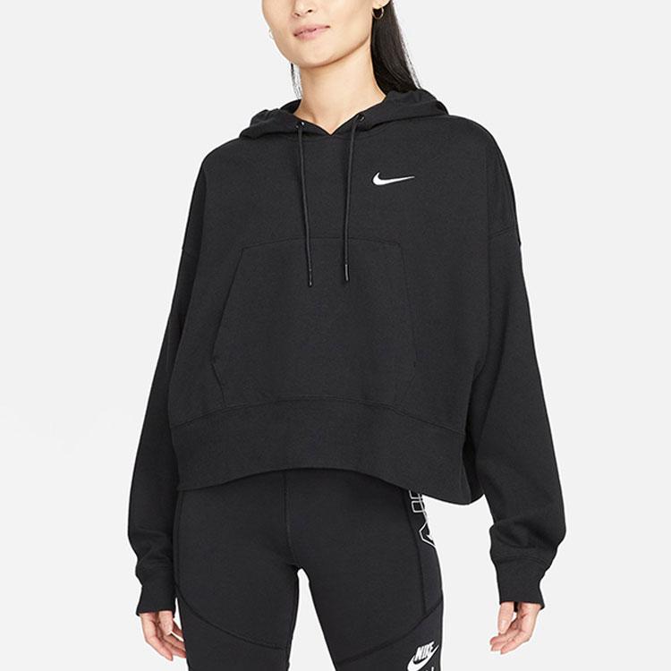Nike Укороченная толстовка с капюшоном с логотипом, женские топы, черный DM6418-010