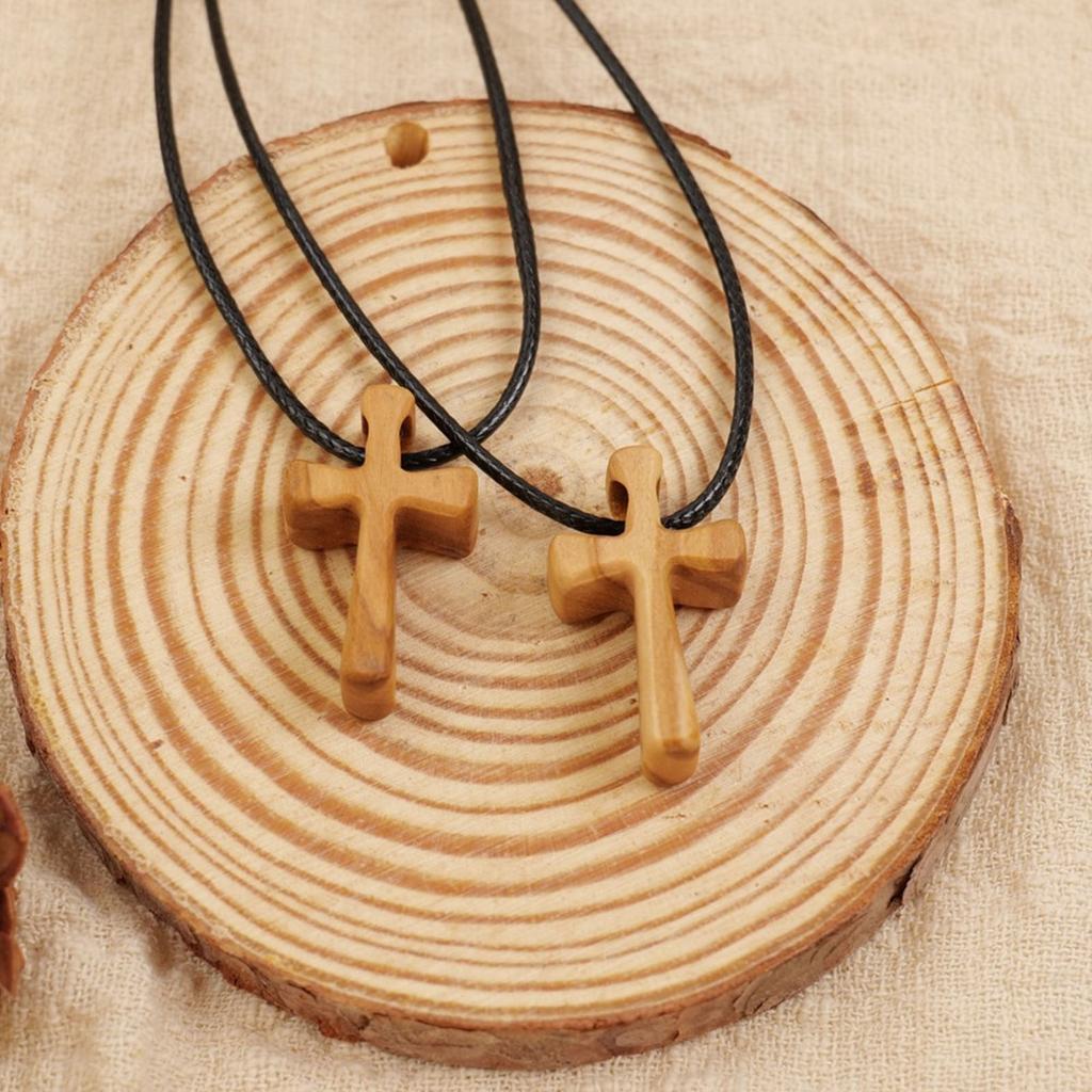 Wooden Prayer Cross Neckchain for Prayer and Comfort Religious Symbol Crucifix Pendant Necklace Unique Christian Choker