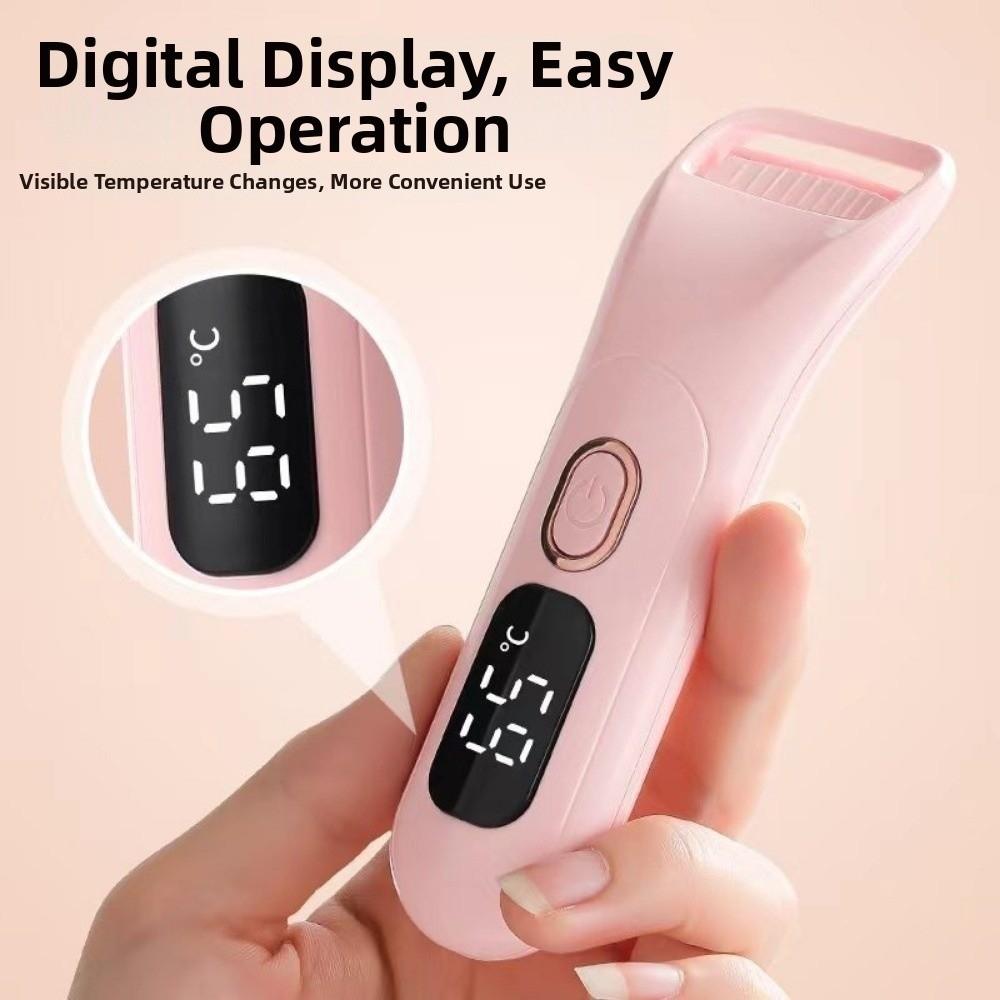 Digital Display Electric Eyelash Curler Rechargeable Temperature Control Lash Curling Wand 3 Modes Portable Design