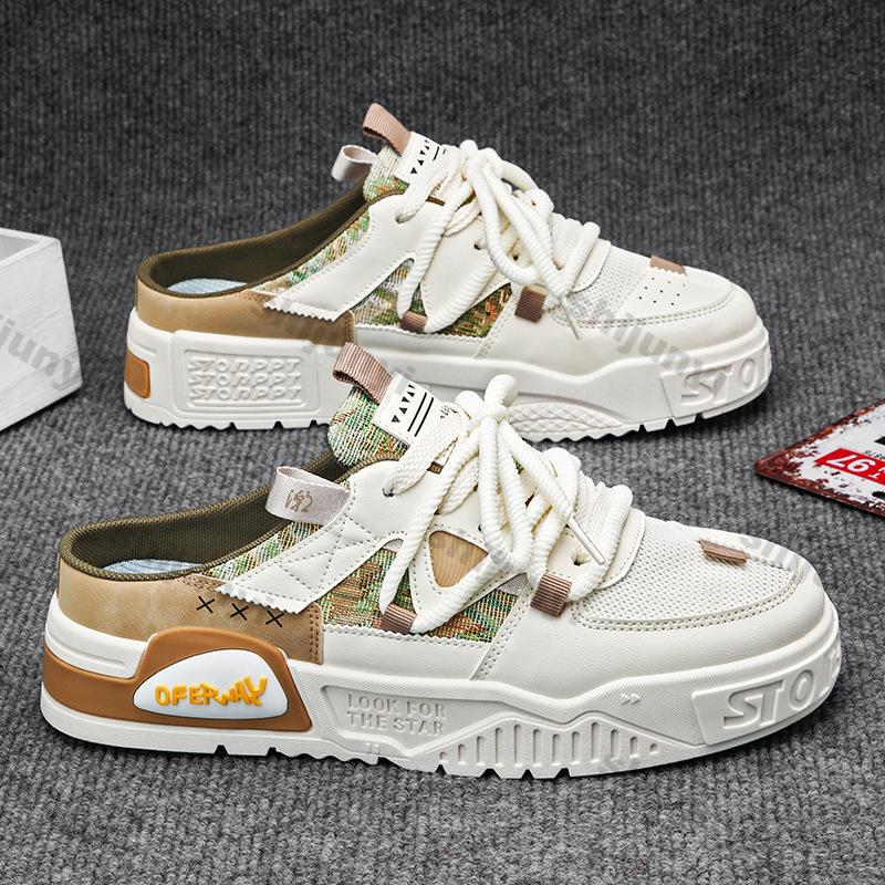 Мода 2024 года, новые мужские полутапочки, слипоны, мужская повседневная обувь, дышащие кроссовки на платформе, удобные уличные тапочки Zapatos Hombre