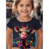 2025 Girl Clothes Cute Animal Giraffe 3D Printed Short Sleeves Graphic T Shirts Kids Summer Fashion Streetwear T-Shirt for Girls