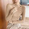Non Pilling Button Half High Neck Sweater Women's Base Sweater Autumn Korean Version Pullover Slim Knit Sweater