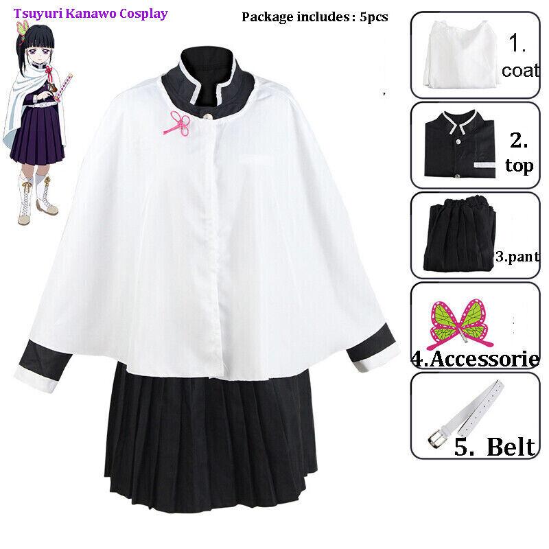 Цуюри Канао Косплей коричневый парик Костюм Кимоно Женщина Девушка Аниме Убийца Демонов Кимэцу Но Яиба Униформа Новогоднее Кимоно Хаори Одежда Дети для девочек