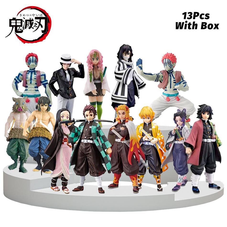 Аниме Фигурка Истребитель Демонов - Камадо Тандзиро с Агацума Дзэницу и Нэдзуко ПВХ Модель Игрушки Kimetsu No Yaiba Воины