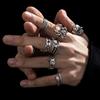 7-piece Set of Heavy Metal Dark Style Hip-hop Rings, Vintage Vintage Distressed, Spider Snake, Bat, Skeleton, Double Headed Snake Ring for Men