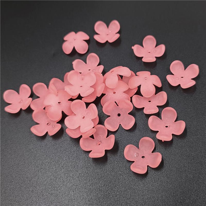Материалы браслета и ожерелья Матовый Теплый цвет Модные ювелирные изделия своими руками Аксессуары Цветочек Акрил 20 шт. Бусины ручной работы 4-лепестковый цветок 15 мм