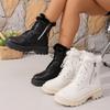 Модные женские осенне-зимние ботильоны на толстой подошве, теплые плюшевые хлопковые туфли, женская мода, черные, белые, из искусственной кожи, на платформе, ботильоны для женщин