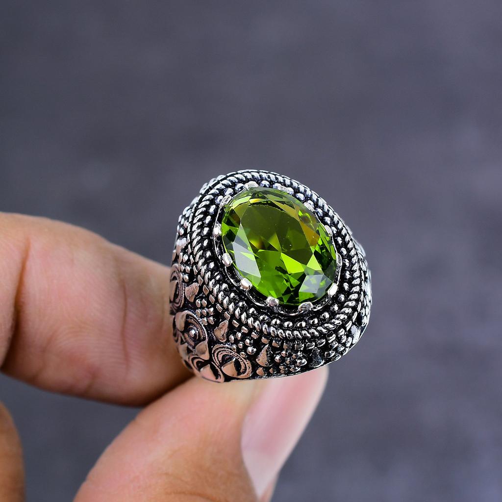 Peridot Gemstone 925 Sterling Silver Jewelry Ring Size 7 Gift For Her
