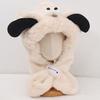 Dog Ears Cute Hooded Scarf Creative Plush Integrated Hat Hat Scarf Set  Winter