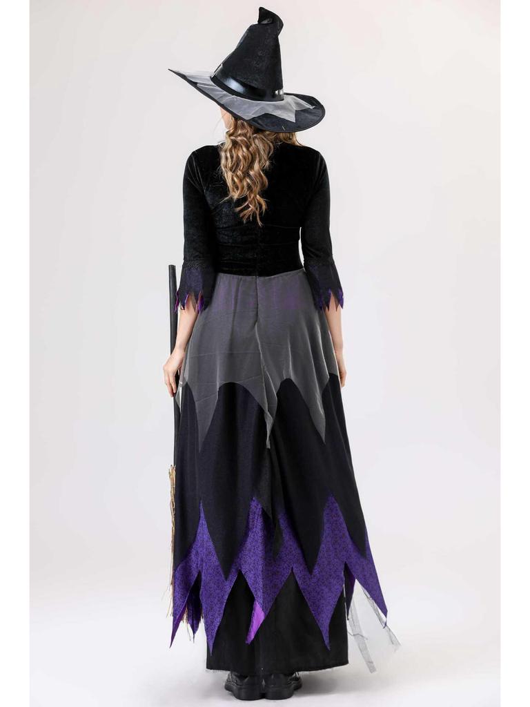 Черно-фиолетовый костюм ведьмы-вампира для взрослых и детей - Идеально подходит для Хэллоуина и сценических выступлений