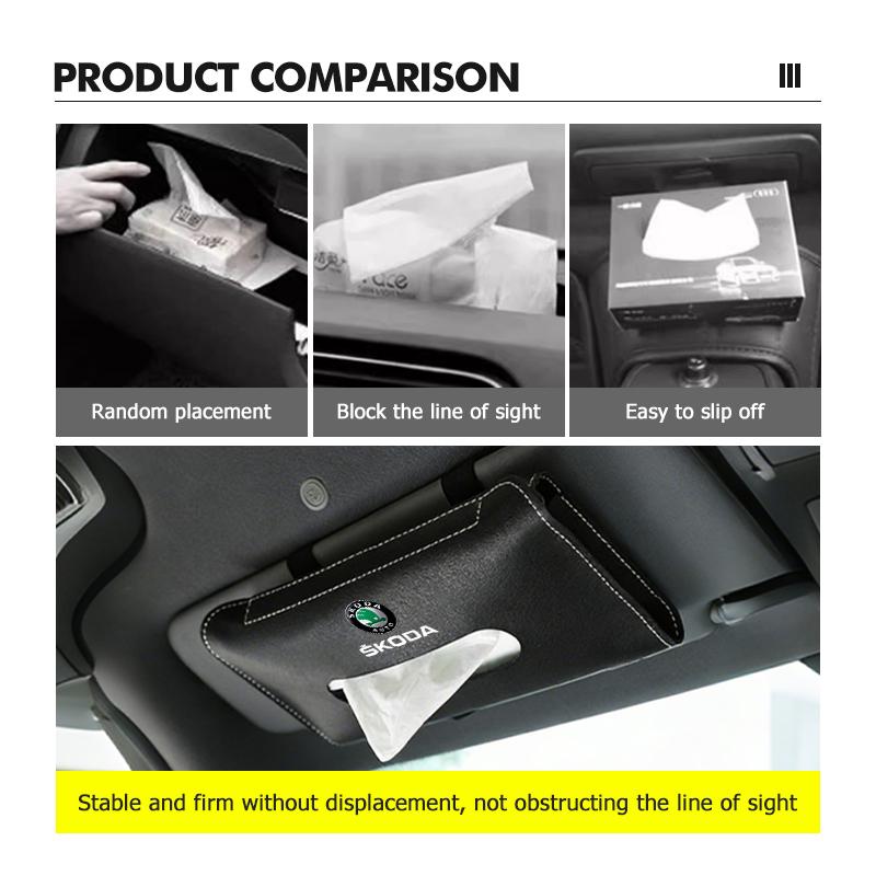 uwbgx9 For Skoda Car Sun Visor Tissue Box Hanging Tissue Storage Case Accessories S Kodiaq Octavia 2 3 Yeti Karoq Rapid Fabia VII VRS