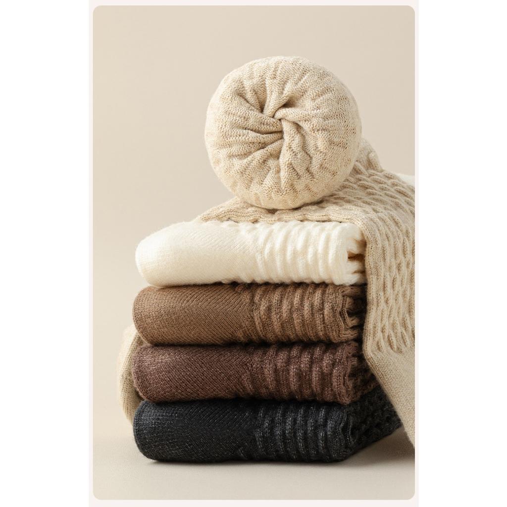 10-1 Women's Warm Winter Socks - Anti Freeze Breathable Soft Beige and Black, Seamless Women's Long Socks, Women's Medium Socks, Christmas Day Socks