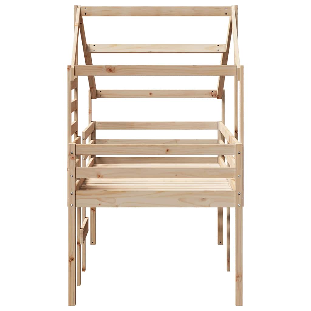 Vidaxl Wysokie Łóżko Z Dachem, 80X200 Cm, Lite Drewno Sosnowe