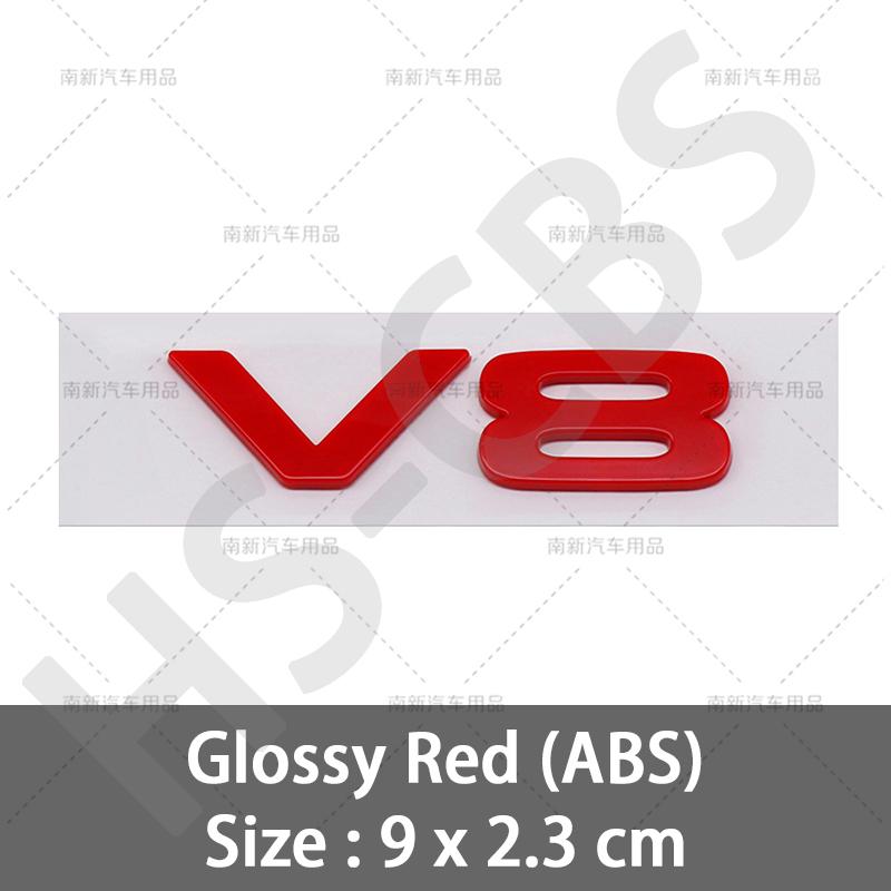 3D ABS Car Engine Displacement Logo V8 Letter Embelm Rear Trunk Badge Auto Tailgate Stickers