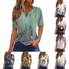 Жен. Футболка С принтом Пуговицы С короткими рукавами Повседневные Выходные Мода Классический V-образный вырез Обычный Верх