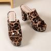 Fashion New Waterproof Platform Sandals for Women, Thick Heels, Summer Fish Mouth, Cool Slippers, Leopard Print Flip-flops