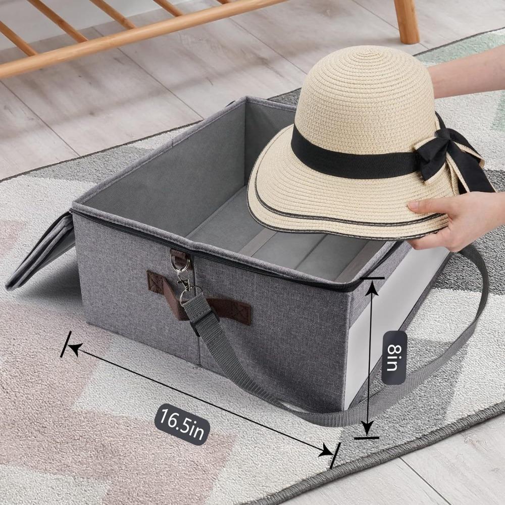 Dustproof Zipper Hat Storage Case with Carrying Handles Cap Organizer for Women Closet