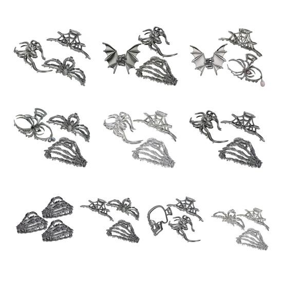 3 шт. Женские заколки для волос в форме паука, летучей мыши, черепа, руки, заколки для волос с противоскользящими зубцами, заколки для волос на затылок, аксессуары для укладки волос