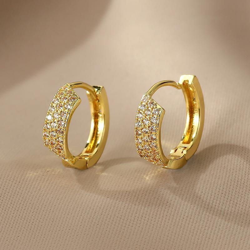 Роскошные серьги-кольца со стразами и кристаллами для женщин, роскошные романтические круглые серьги, минималистичные вечерние украшения с цирконием, аксессуары для ушей
