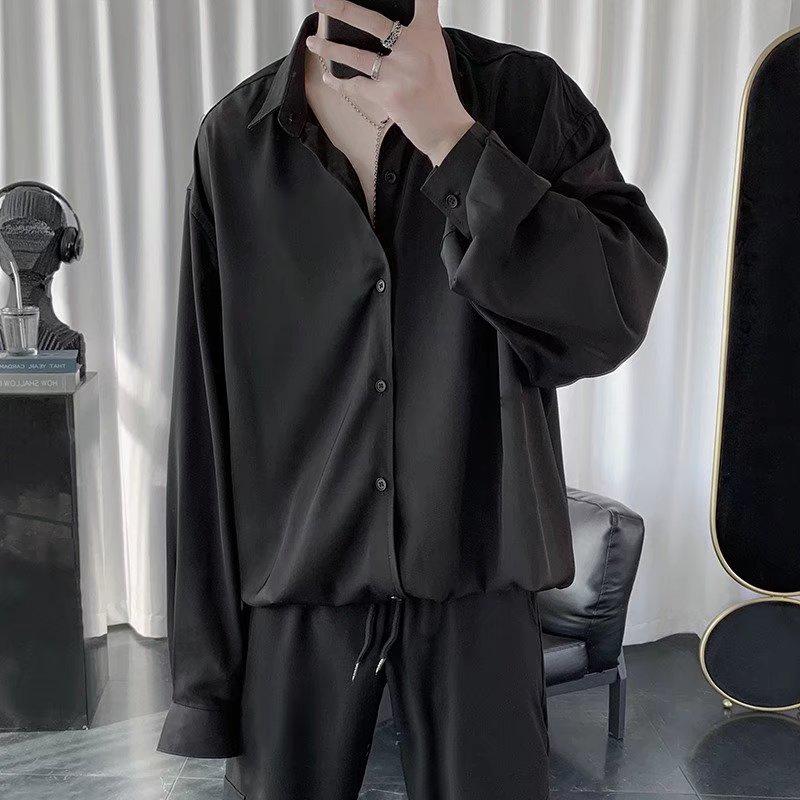 Мужская модная рубашка с длинным рукавом в гонконгском стиле