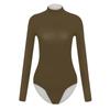 Женская цельная футболка, тонкий комбинезон с длинными рукавами и высоким воротом, однотонный топ