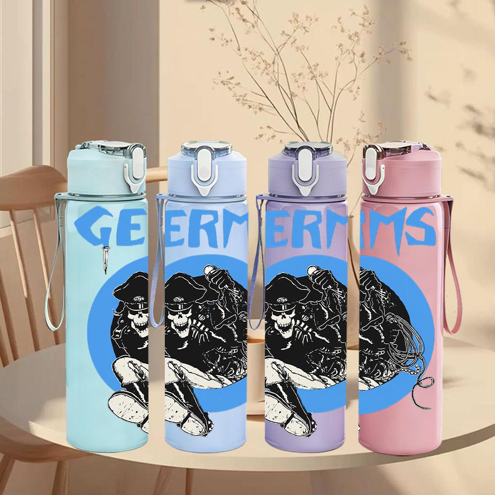 1PC Germs Punk Band Blue Circular Logo Print 750ml Portable Sports Water Bottle Leakproof Gym Outdoor Travel Drink Cup