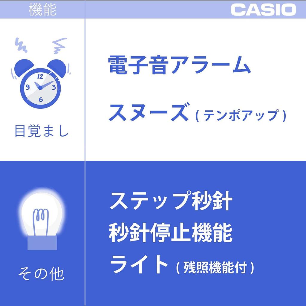 CASIO Будильник Ночная Остановка Секундомер Дремота и Часы, Радиоуправляемые, Белый, Аналоговые, Стрелочные, Функция, Подсветка, TQ-770J-7JF