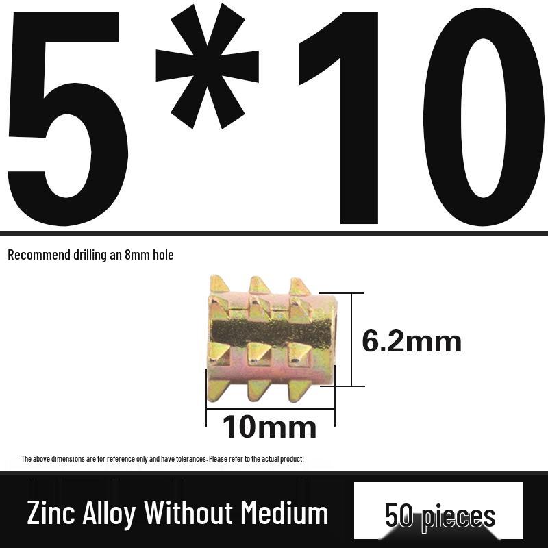 Alloy Threaded Spike Nut Connector for Solid Wood